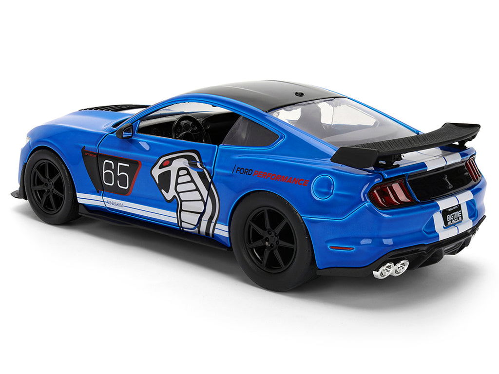 2020 Ford Mustang Shelby GT500 #65 'Ford Performance' Blue with Black Top and White Stripes 'Bigtime Muscle' Series 1/24 Diecast Model Car by Jada