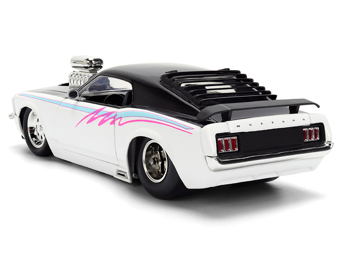 1970 Ford Mustang Boss 429 Black and White with Graphics 'Bigtime Muscle' Series 1/24 Diecast Model Car by Jada