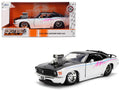 1970 Ford Mustang Boss 429 Black and White with Graphics 'Bigtime Muscle' Series 1/24 Diecast Model Car by Jada
