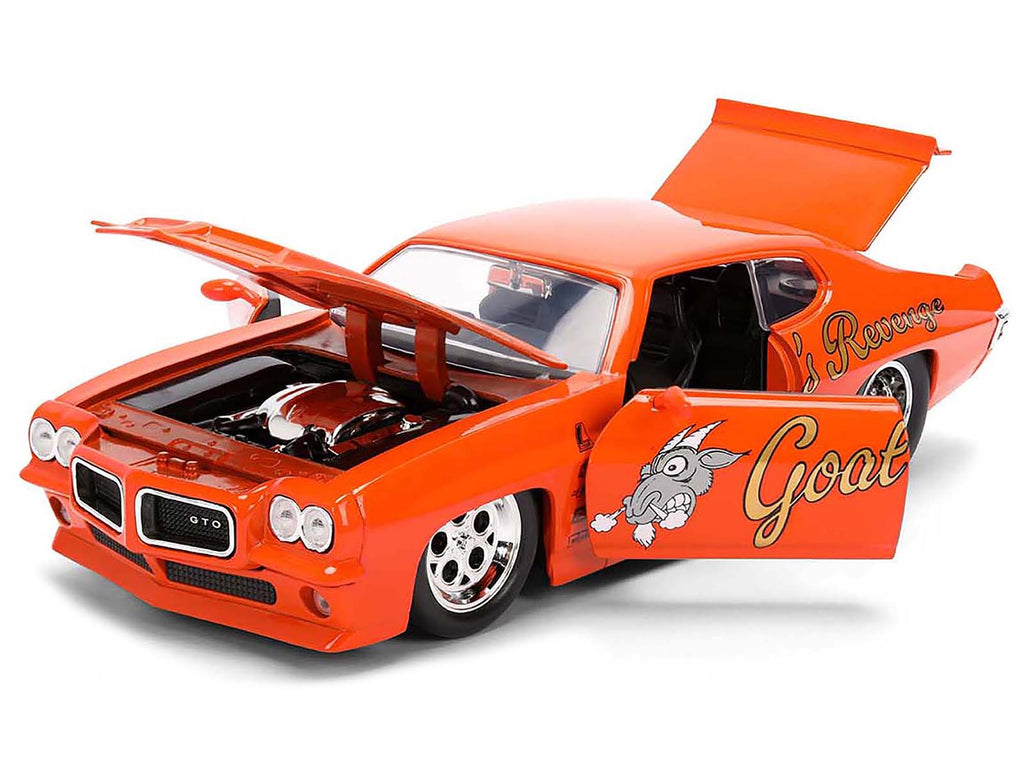 1971 Pontiac GTO 'Goat's Revenge' Orange with Graphics 'Bigtime Muscle' Series 1/24 Diecast Model Car by Jada