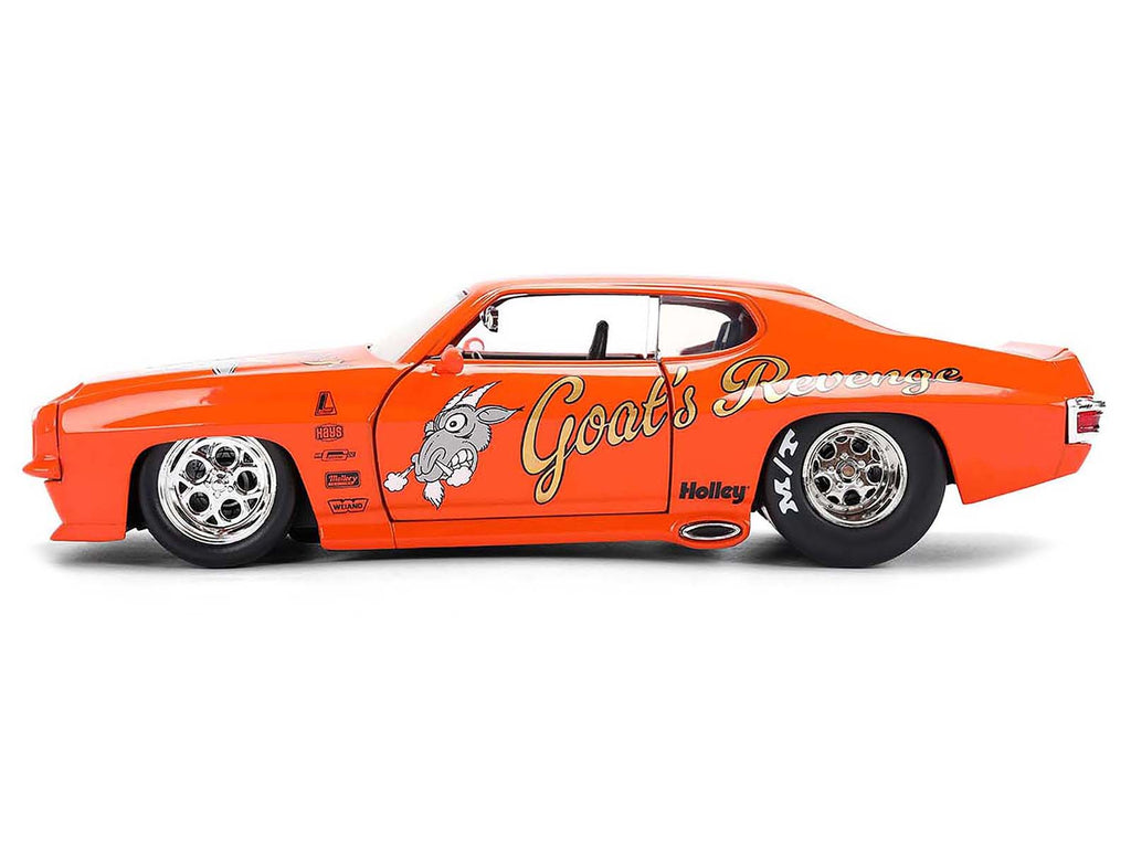 1971 Pontiac GTO 'Goat's Revenge' Orange with Graphics 'Bigtime Muscle' Series 1/24 Diecast Model Car by Jada
