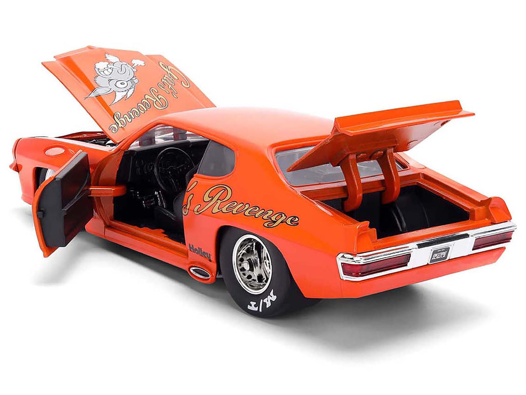 1971 Pontiac GTO 'Goat's Revenge' Orange with Graphics 'Bigtime Muscle' Series 1/24 Diecast Model Car by Jada