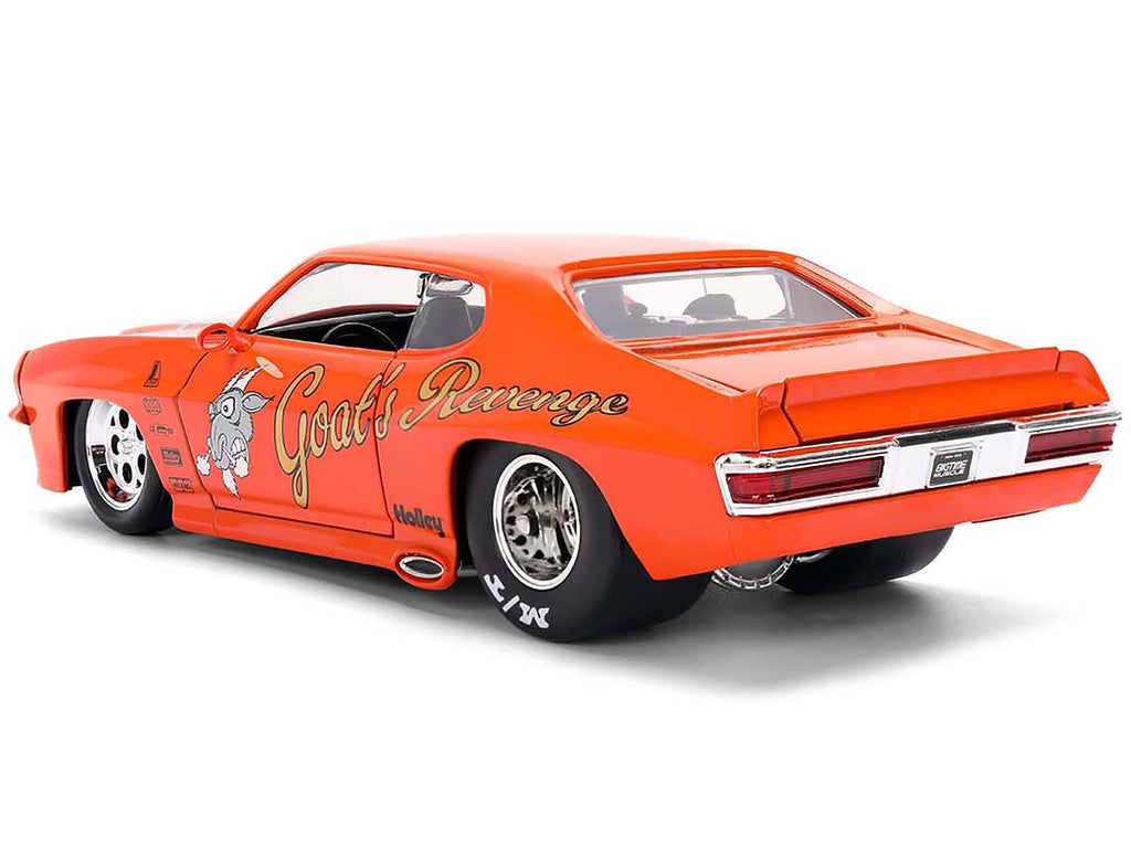 1971 Pontiac GTO 'Goat's Revenge' Orange with Graphics 'Bigtime Muscle' Series 1/24 Diecast Model Car by Jada