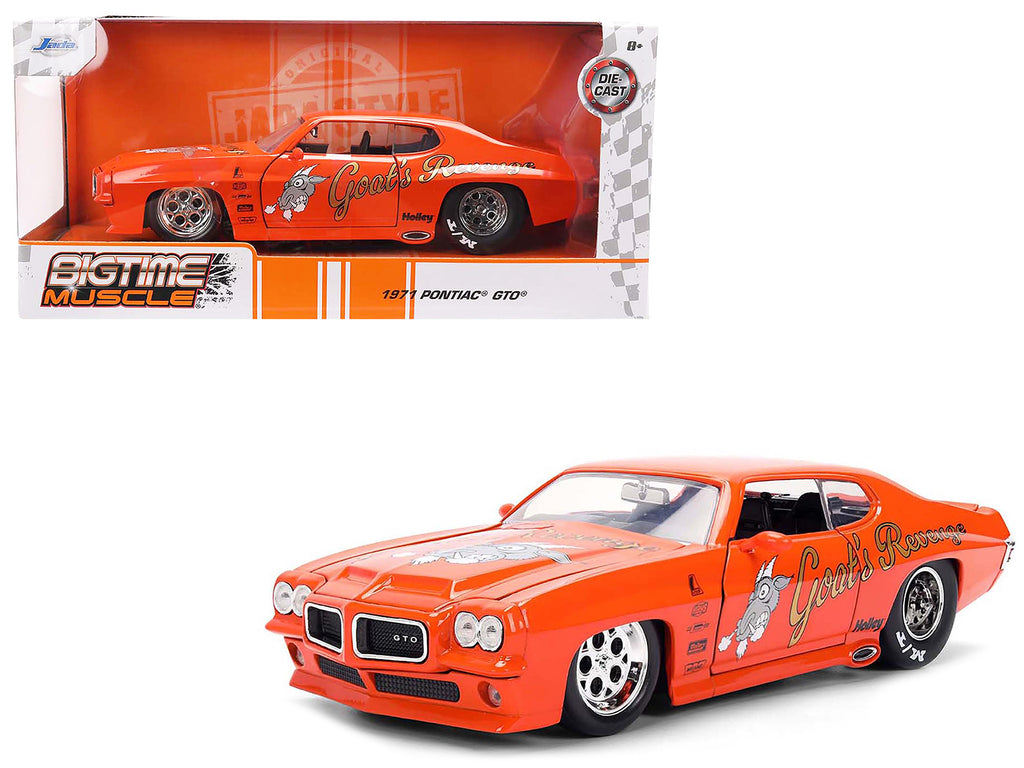 1971 Pontiac GTO 'Goat's Revenge' Orange with Graphics 'Bigtime Muscle' Series 1/24 Diecast Model Car by Jada