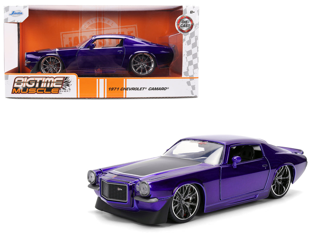 1971 Chevrolet Camaro Z/28 Purple Metallic with Black Hood 'Bigtime Muscle' Series 1/24 Diecast Model Car by Jada