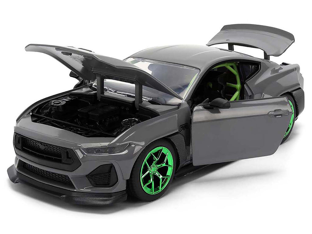 2024 Ford Mustang RTR Gray with Green Wheels 'Bigtime Muscle' Series 1/24 Diecast Model Car by Jada
