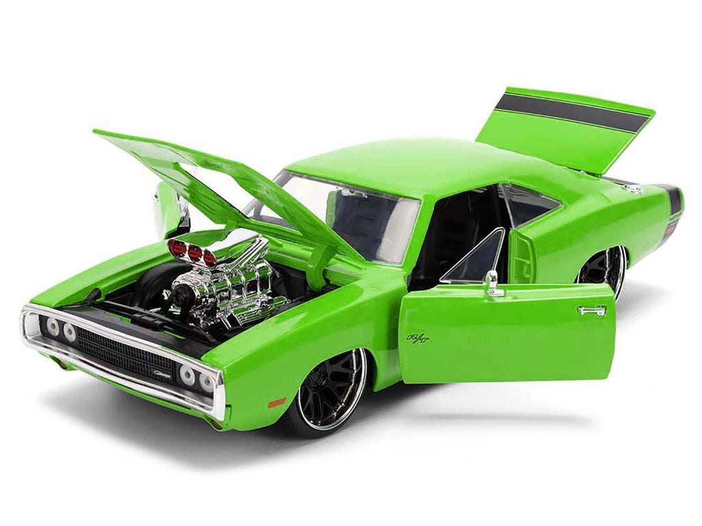 1970 Dodge Charger R/T Bright Green with Black Tail Stripe 'Bigtime Muscle' Series 1/24 Diecast Model Car by Jada