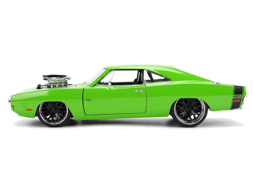 1970 Dodge Charger R/T Bright Green with Black Tail Stripe 'Bigtime Muscle' Series 1/24 Diecast Model Car by Jada
