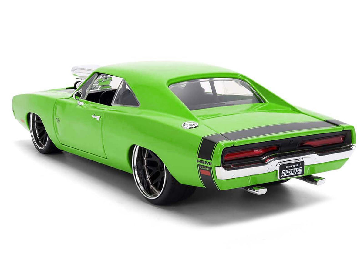 1970 Dodge Charger R/T Bright Green with Black Tail Stripe 'Bigtime Muscle' Series 1/24 Diecast Model Car by Jada