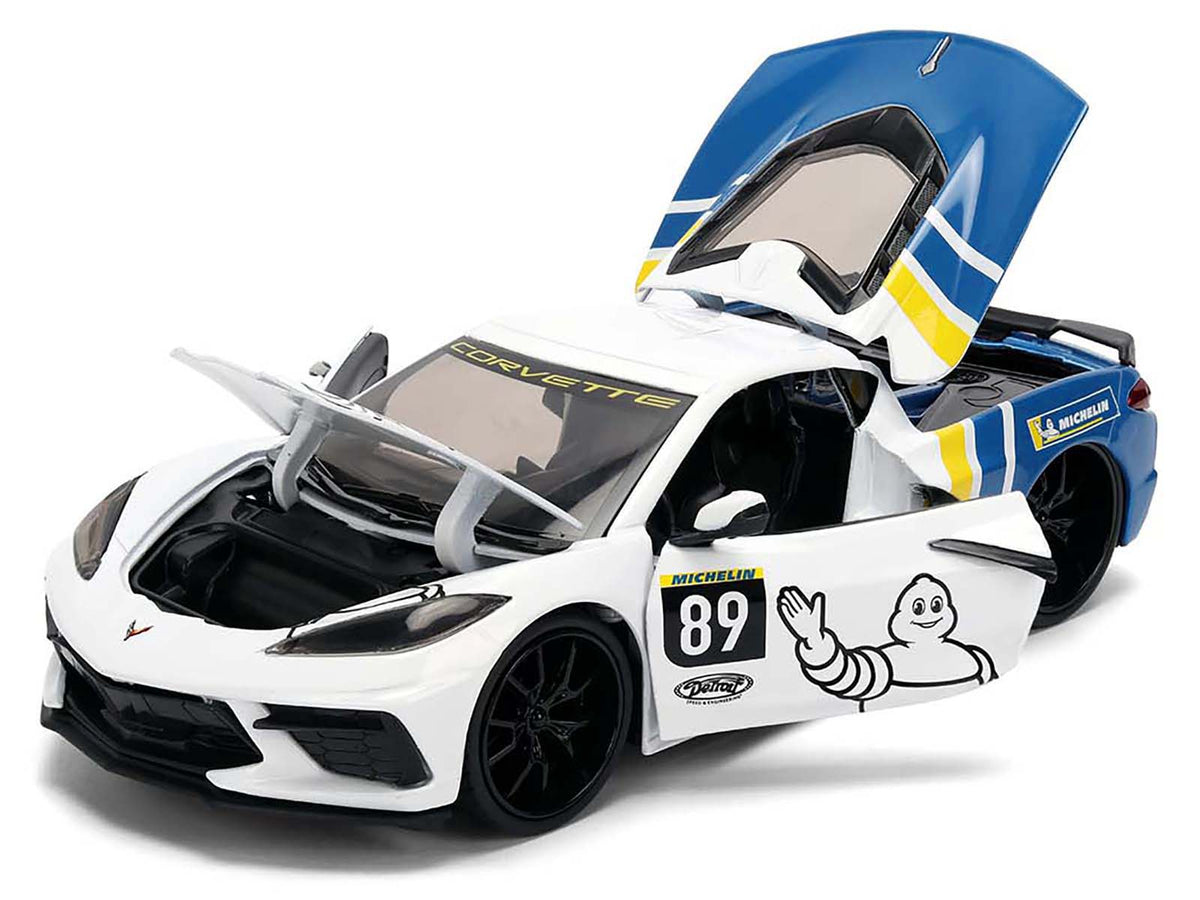 2020 Chevrolet Corvette Stingray C8 #89 'Michelin' White with Yellow and Blue Stripes 'Bigtime Muscle' Series 1/24 Diecast Model Car by Jada