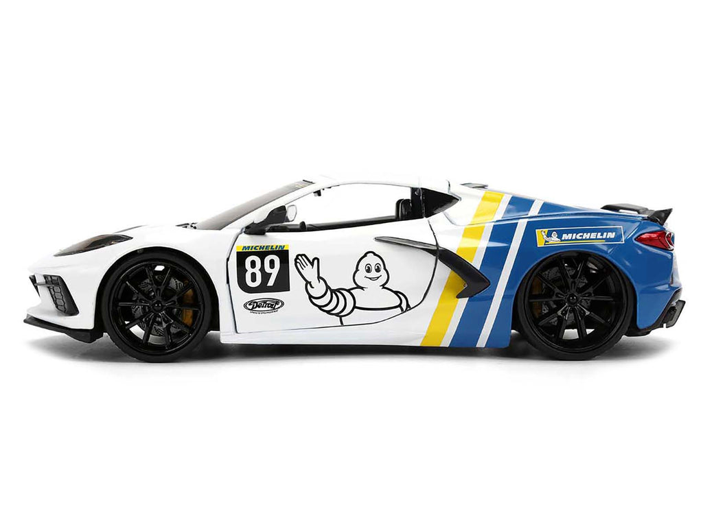 2020 Chevrolet Corvette Stingray C8 #89 'Michelin' White with Yellow and Blue Stripes 'Bigtime Muscle' Series 1/24 Diecast Model Car by Jada