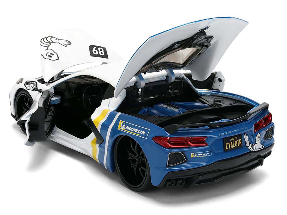 2020 Chevrolet Corvette Stingray C8 #89 'Michelin' White with Yellow and Blue Stripes 'Bigtime Muscle' Series 1/24 Diecast Model Car by Jada