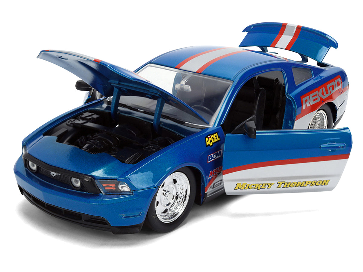 2010 Ford Mustang GT 'Rekudo' Blue Metallic with Red and Silver Stripes 'Bigtime Muscle' Series 1/24 Diecast Model Car by Jada