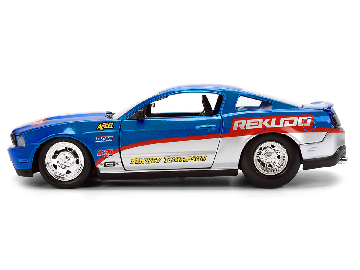 2010 Ford Mustang GT 'Rekudo' Blue Metallic with Red and Silver Stripes 'Bigtime Muscle' Series 1/24 Diecast Model Car by Jada