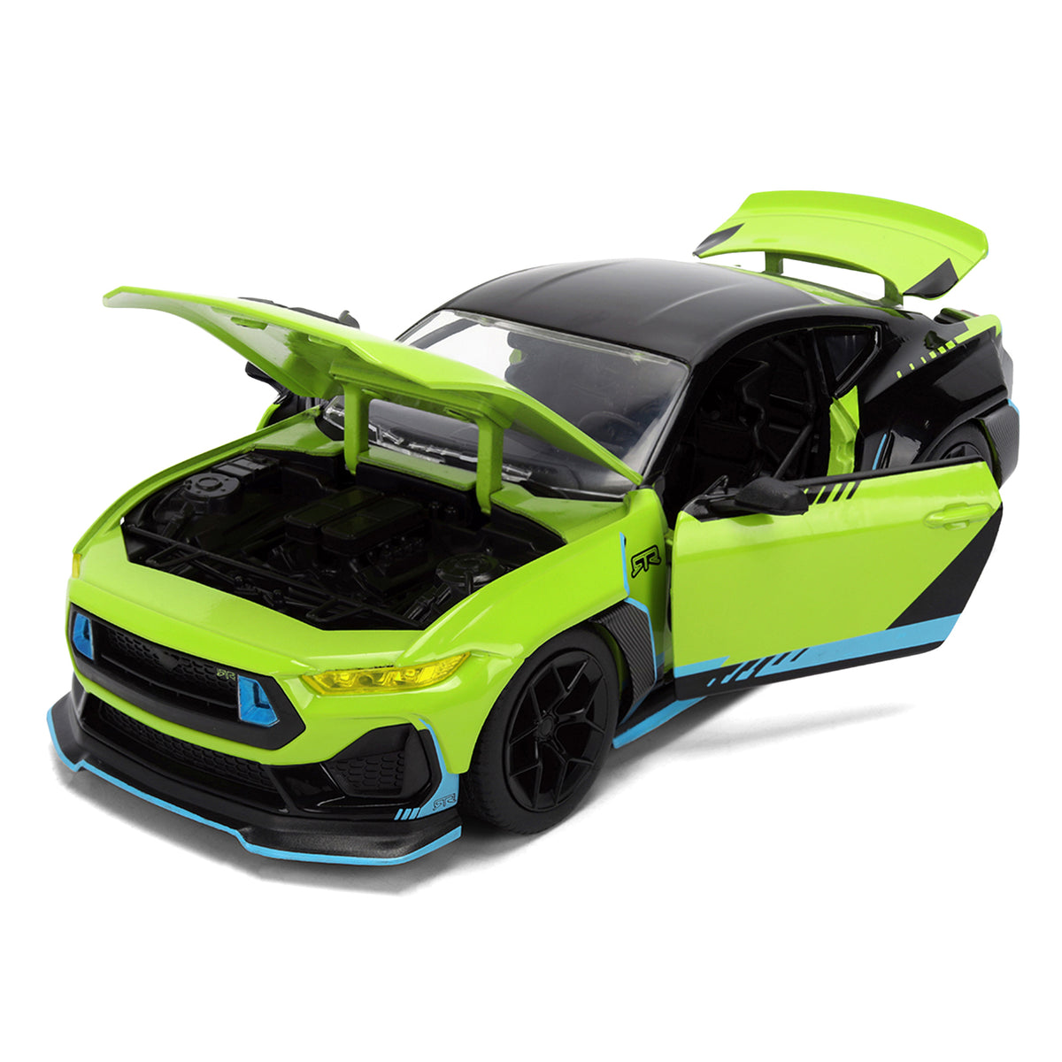 2026 Ford Mustang RTR Spec 5-D Lime Green with Black Top and Graphics 'Hyper-Spec' Series 1/24 Diecast Model Car by Jada