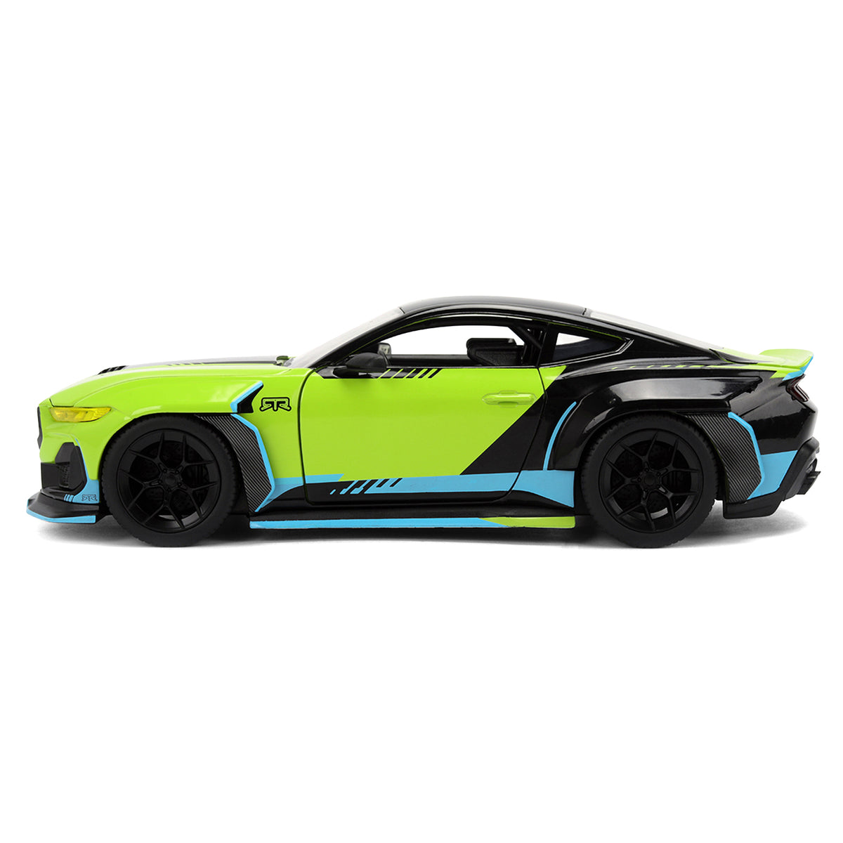 2026 Ford Mustang RTR Spec 5-D Lime Green with Black Top and Graphics 'Hyper-Spec' Series 1/24 Diecast Model Car by Jada