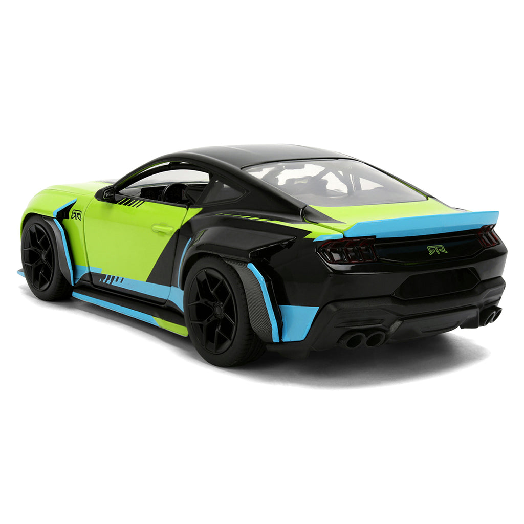 2026 Ford Mustang RTR Spec 5-D Lime Green with Black Top and Graphics 'Hyper-Spec' Series 1/24 Diecast Model Car by Jada
