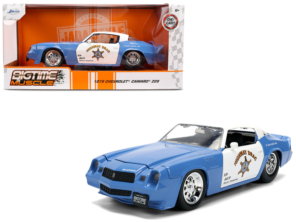 1979 Chevrolet Camaro Z28 Police 'Highway Drag' Blue and White 'Bigtime Muscle' Series 1/24 Diecast Model Car by Jada