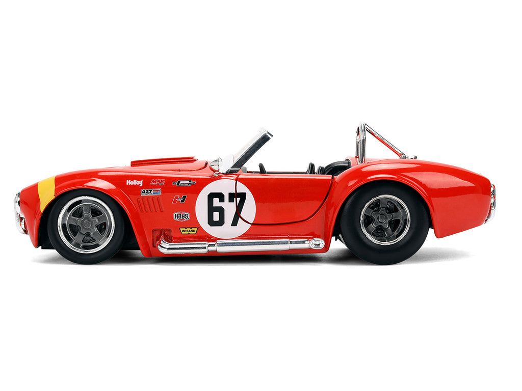 1965 Shelby Cobra 427 S/C #67 Red with Yellow Stripe 'Bigtime Muscle' Series 1/24 Diecast Model Car by Jada