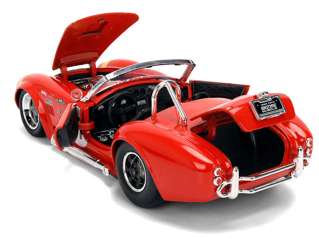 1965 Shelby Cobra 427 S/C #67 Red with Yellow Stripe 'Bigtime Muscle' Series 1/24 Diecast Model Car by Jada