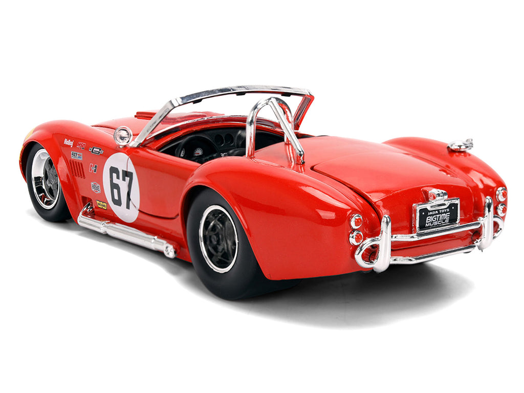 1965 Shelby Cobra 427 S/C #67 Red with Yellow Stripe 'Bigtime Muscle' Series 1/24 Diecast Model Car by Jada