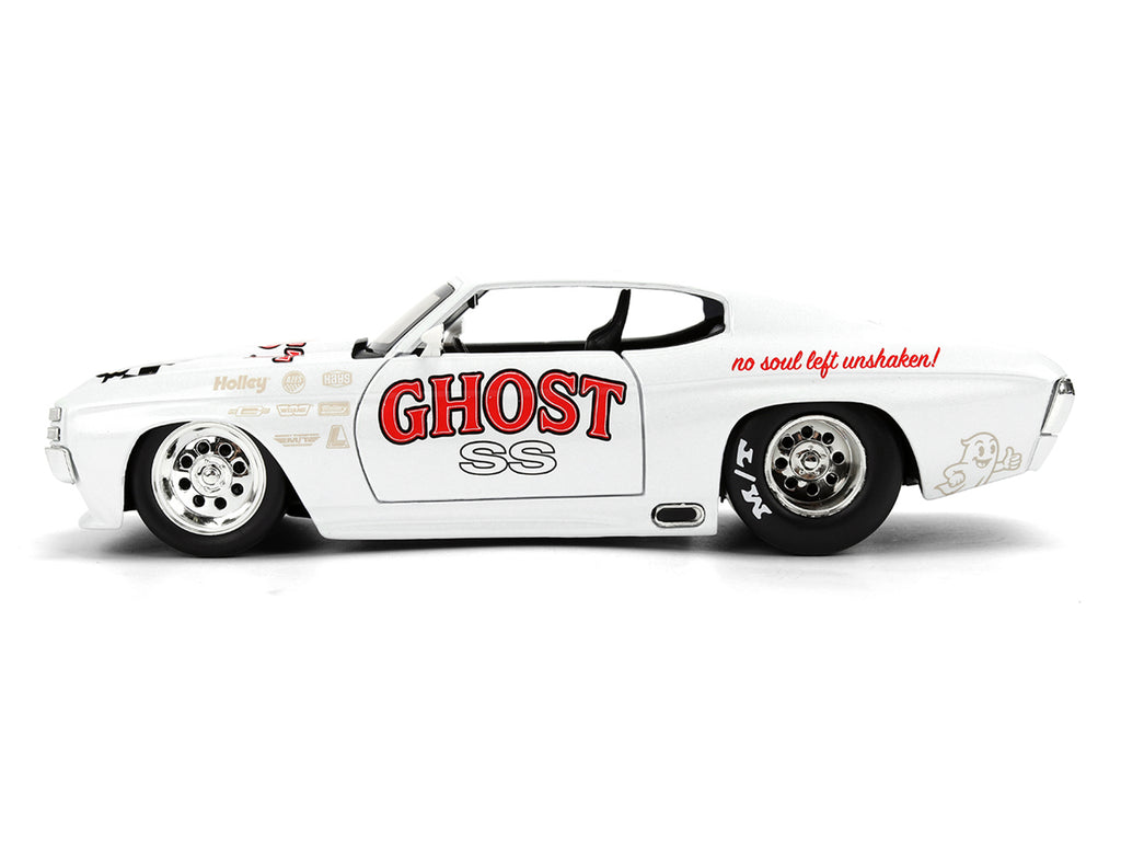 1971 Chevrolet Chevelle SS 'Ghost SS' White with Graphics 'Bigtime Muscle' Series 1/24 Diecast Model Car by Jada