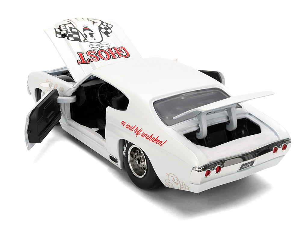 1971 Chevrolet Chevelle SS 'Ghost SS' White with Graphics 'Bigtime Muscle' Series 1/24 Diecast Model Car by Jada