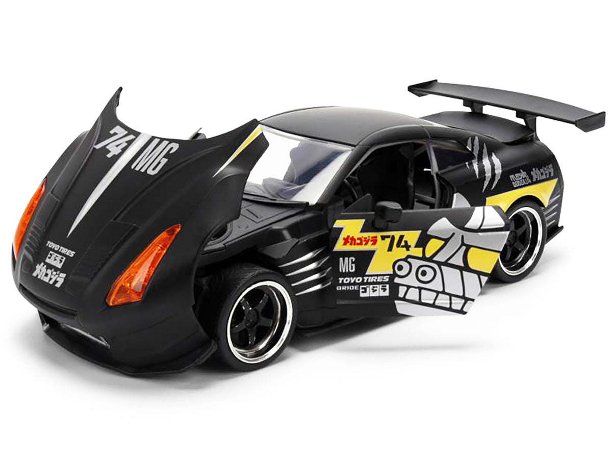 2009 Nissan GT-R (R35) Ben Sopra Matt Black with 'Mechagodzilla' Graphics 'Hollywood Rides' Series 1/24 Diecast Model Car by Jada