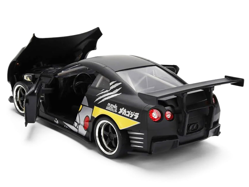 2009 Nissan GT-R (R35) Ben Sopra Matt Black with 'Mechagodzilla' Graphics 'Hollywood Rides' Series 1/24 Diecast Model Car by Jada