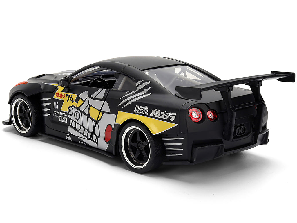 2009 Nissan GT-R (R35) Ben Sopra Matt Black with 'Mechagodzilla' Graphics 'Hollywood Rides' Series 1/24 Diecast Model Car by Jada