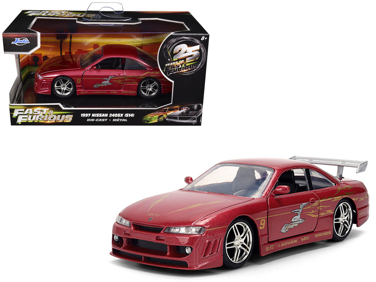 1997 Nissan 240SX (S14) Light Red Metallic with Graphics 'The Fast and the Furious' (2001) Movie '25 Years of Fast & Furious' Series 1/32 Diecast Car Model by Jada