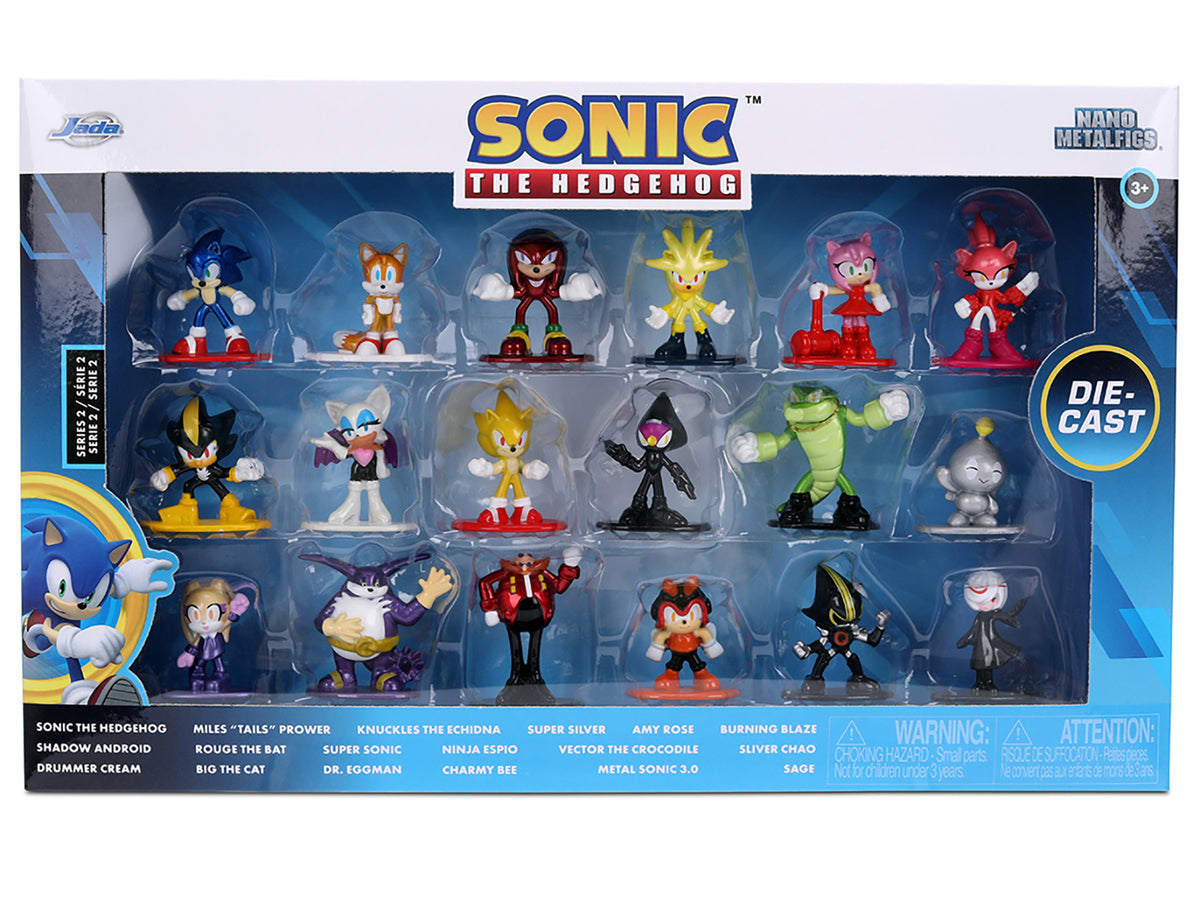 'Sonic The Hedgehog' Set of 18 Diecast Figures Wave 2 'Nano Metalfigs' Series Diecast Models by Jada