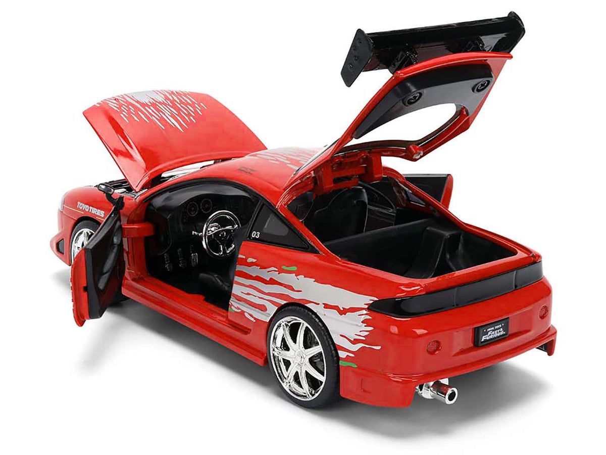 Brian's Mitsubishi Eclipse Red with Graphics Remix 'The Fast and The Furious' (2001) Movie 'Fast & Furious' Series 1/24 Diecast Model Car by Jada
