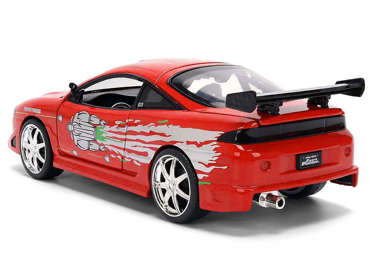 Brian's Mitsubishi Eclipse Red with Graphics Remix 'The Fast and The Furious' (2001) Movie 'Fast & Furious' Series 1/24 Diecast Model Car by Jada