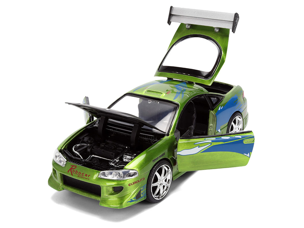 Brian's Mitsubishi Eclipse Green Brush Finish 'The Fast and the Furious' (2001) Movie 25 Years of Fast & Furious Anniversary 1/24 Diecast Model Car by Jada