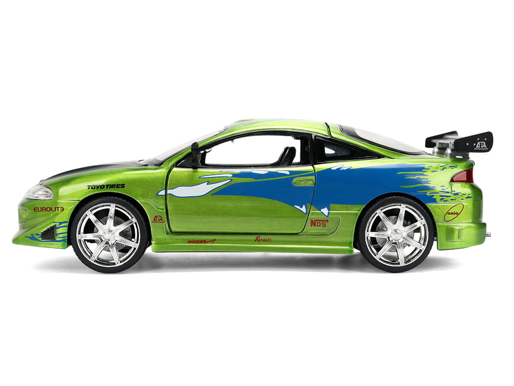 Brian's Mitsubishi Eclipse Green Brush Finish 'The Fast and the Furious' (2001) Movie 25 Years of Fast & Furious Anniversary 1/24 Diecast Model Car by Jada