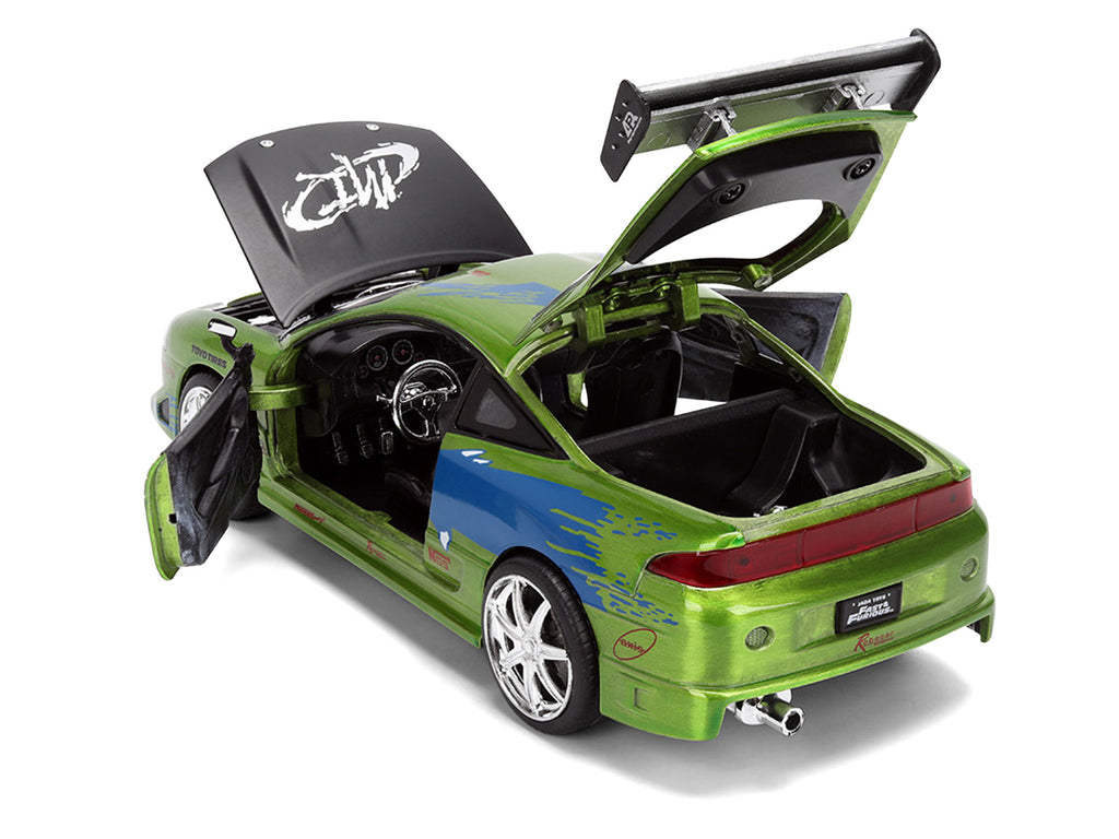 Brian's Mitsubishi Eclipse Green Brush Finish 'The Fast and the Furious' (2001) Movie 25 Years of Fast & Furious Anniversary 1/24 Diecast Model Car by Jada