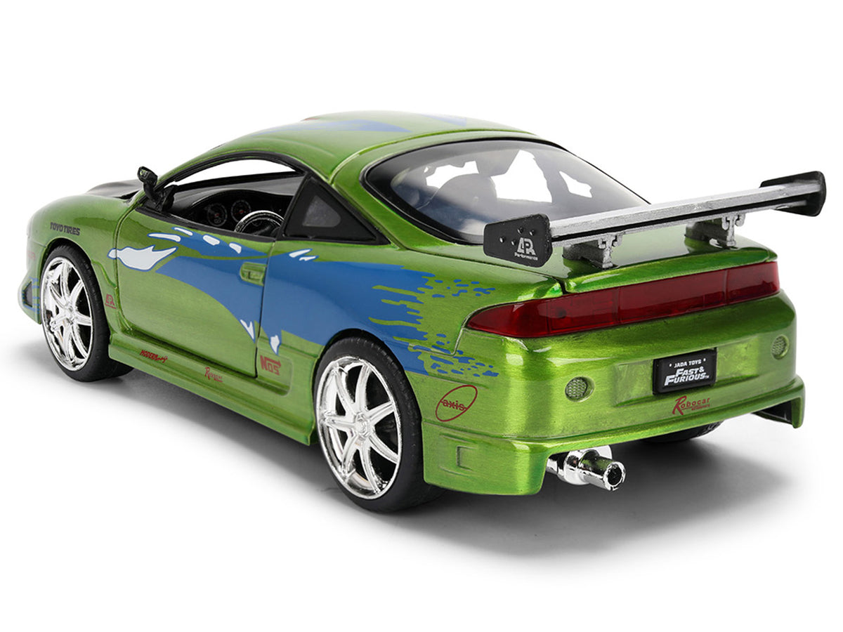 Brian's Mitsubishi Eclipse Green Brush Finish 'The Fast and the Furious' (2001) Movie 25 Years of Fast & Furious Anniversary 1/24 Diecast Model Car by Jada