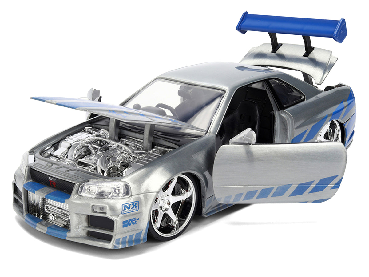 Brian's Nissan Skyline GT-R (R34) RHD (Right Hand Drive) Brush Finish  '2 Fast 2 Furious' (2003) Movie 25 Years of Fast & Furious Anniversary 1/24 by Jada