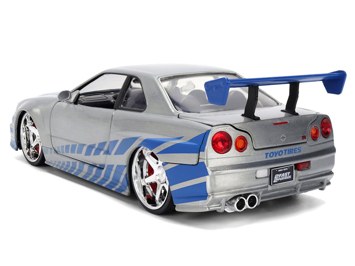 Brian's Nissan Skyline GT-R (R34) RHD (Right Hand Drive) Brush Finish  '2 Fast 2 Furious' (2003) Movie 25 Years of Fast & Furious Anniversary 1/24 by Jada