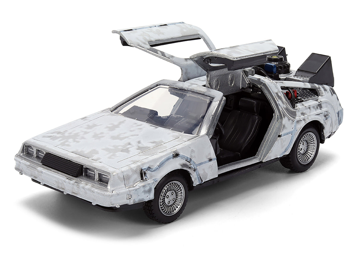 DMC DeLorean Time Machine Brushed Metal (Frost Version) 'Back to the Future' (1985) Movie '40th Anniversary' Special Packaging 'Hollywood Rides' Series 1/32 Diecast Model Car by Jada