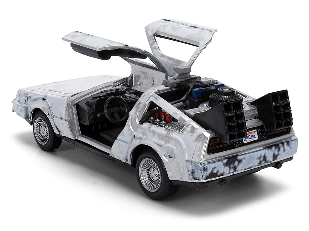 DMC DeLorean Time Machine Brushed Metal (Frost Version) 'Back to the Future' (1985) Movie '40th Anniversary' Special Packaging 'Hollywood Rides' Series 1/32 Diecast Model Car by Jada