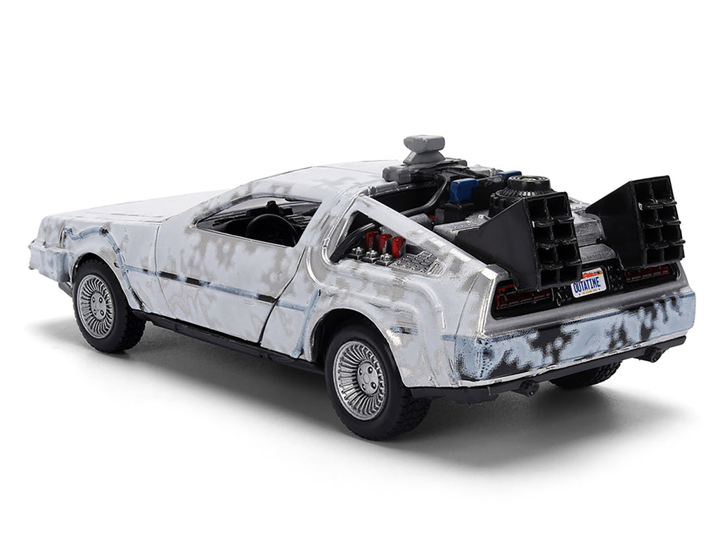 DMC DeLorean Time Machine Brushed Metal (Frost Version) 'Back to the Future' (1985) Movie '40th Anniversary' Special Packaging 'Hollywood Rides' Series 1/32 Diecast Model Car by Jada