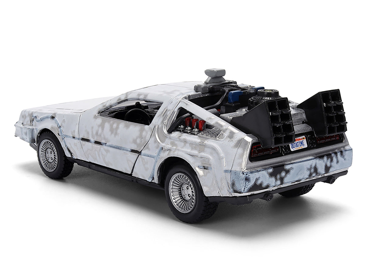 DMC DeLorean Time Machine Brushed Metal (Frost Version) 'Back to the Future' (1985) Movie '40th Anniversary' Special Packaging 'Hollywood Rides' Series 1/32 Diecast Model Car by Jada