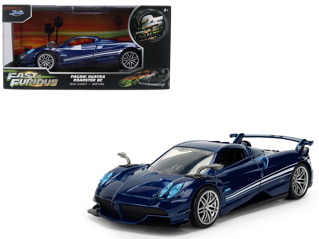 Pagani Huayra Roadster BC Blue Metallic with White Stripes 'Fast X' (2023) Movie 'Fast & Furious 25th Anniversary' Series 1/32 Diecast Model Car by Jada