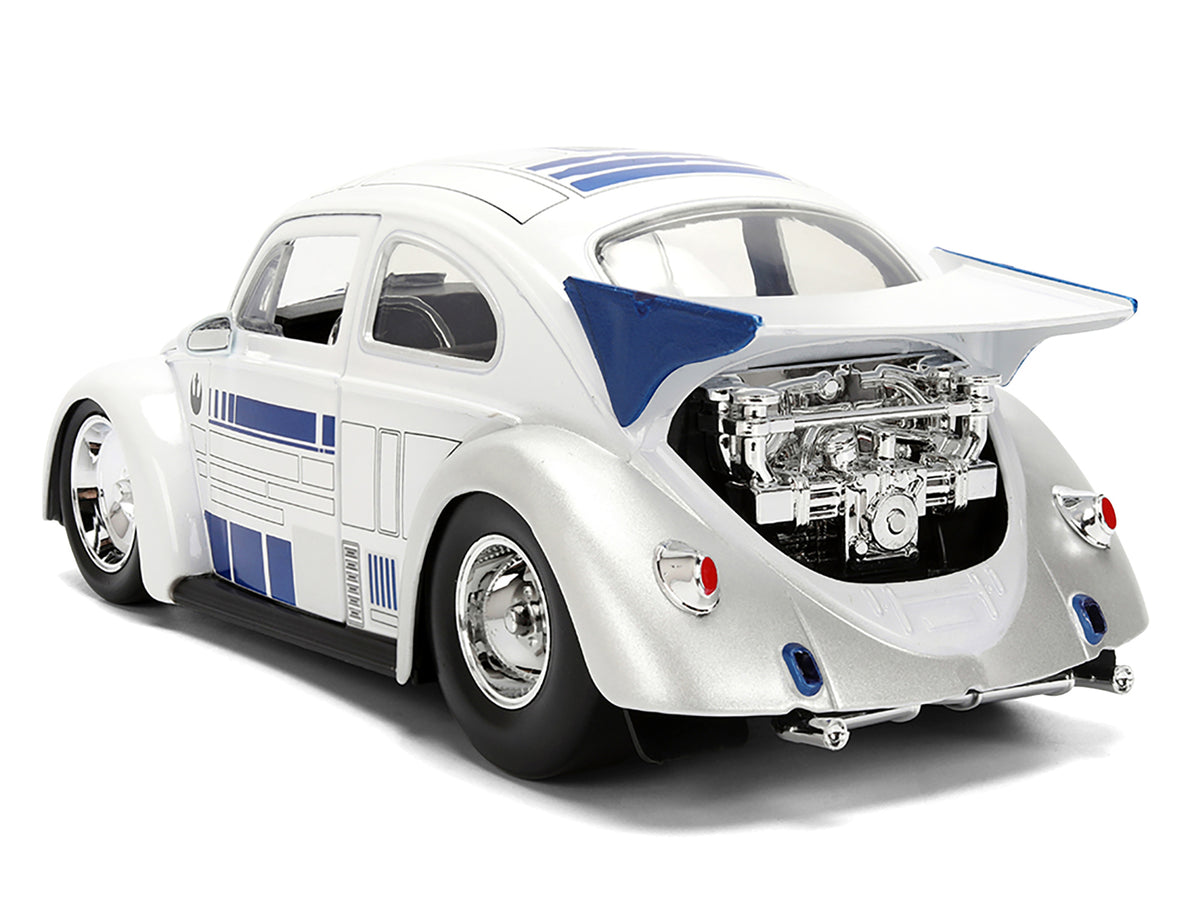 1959 Volkswagen Drag Beetle White with Graphics and R2-D2 Figure 'Star Wars' Franchise 'Hollywood Rides' Series 1/24 Diecast Model Car by Jada