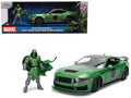 2024 Ford Mustang Dark Horse Green Metallic with Gray Top and Graphic with Doctor Doom Diecast Figure 'Marvel's Doctor Doom' Character 'Hollywood Rides' Series 1/24 Diecast Model Car by Jada