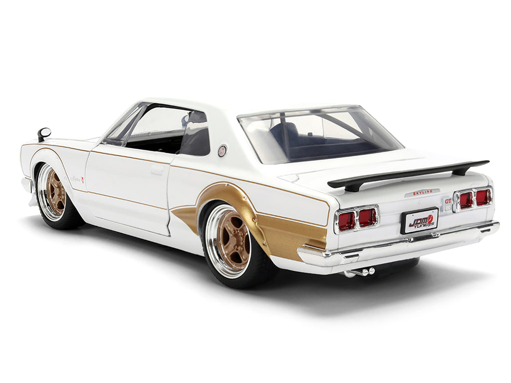 1971 Nissan Skyline 2000GT-R RHD (Right Hand Drive) White with Gold Graphics 'JDM Tuners' Series 1/24 Diecast Model Car by Jada