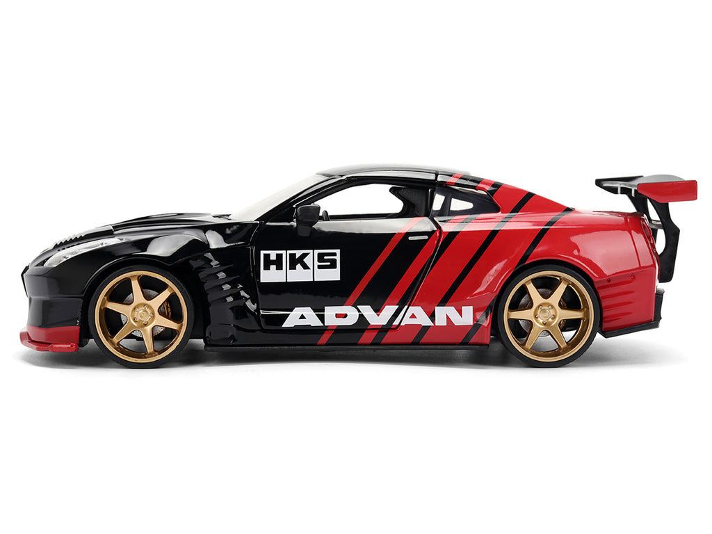 2009 Nissan GT-R (R35) Ben Sopra 'Advan' Black and Red 'JDM Tuners' Series 1/24 Diecast Model Car by Jada