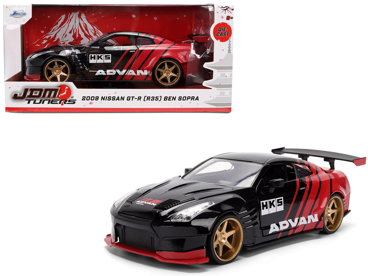 2009 Nissan GT-R (R35) Ben Sopra 'Advan' Black and Red 'JDM Tuners' Series 1/24 Diecast Model Car by Jada